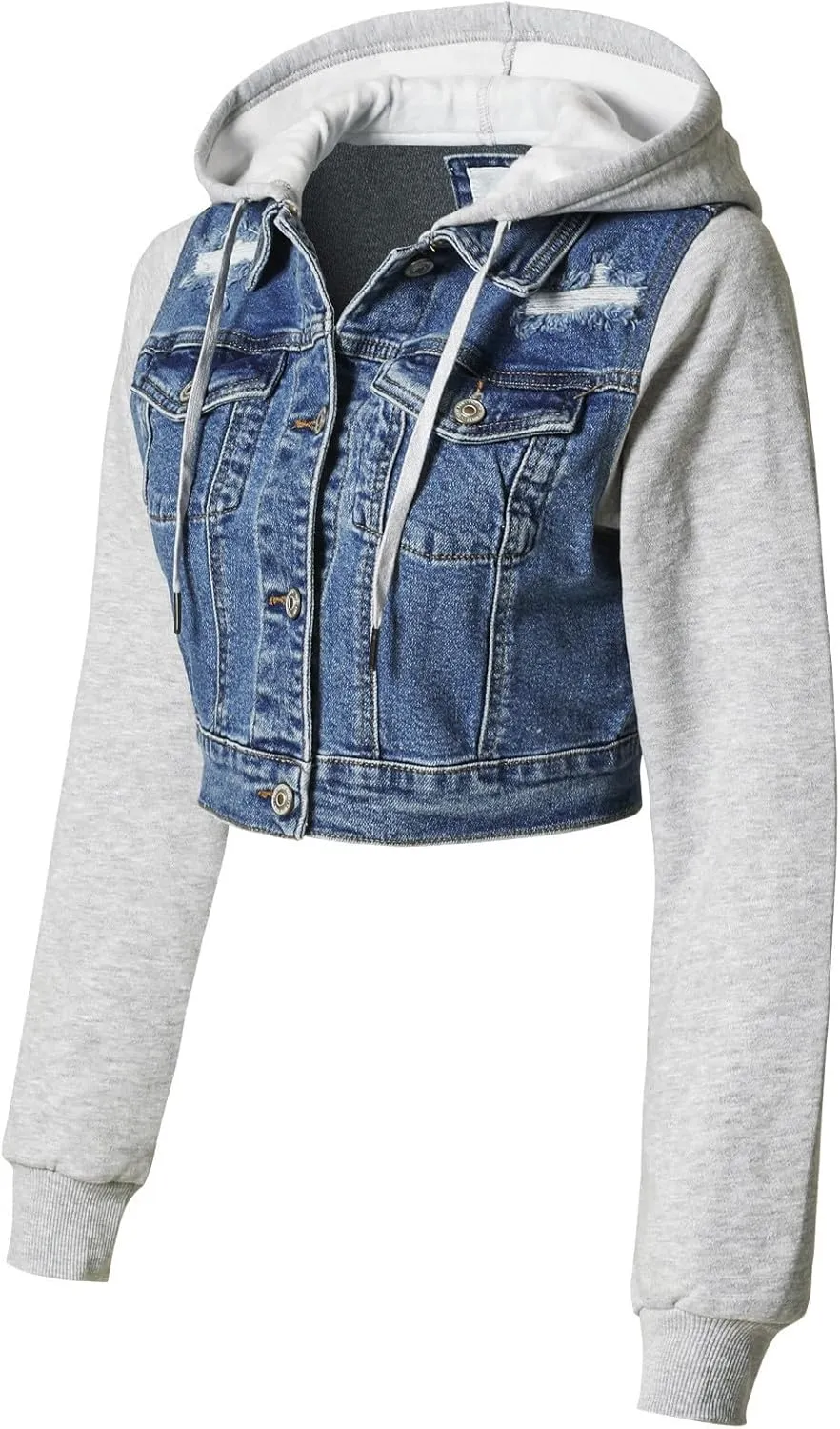 Design by Olivia Women's Classic Casual Hooded Denim Jacket
