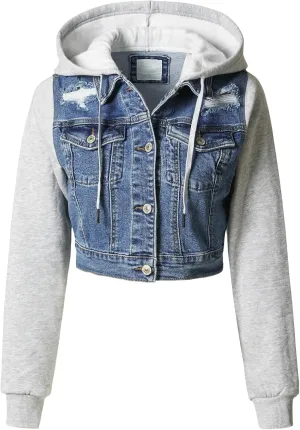 Design by Olivia Women's Classic Casual Hooded Denim Jacket