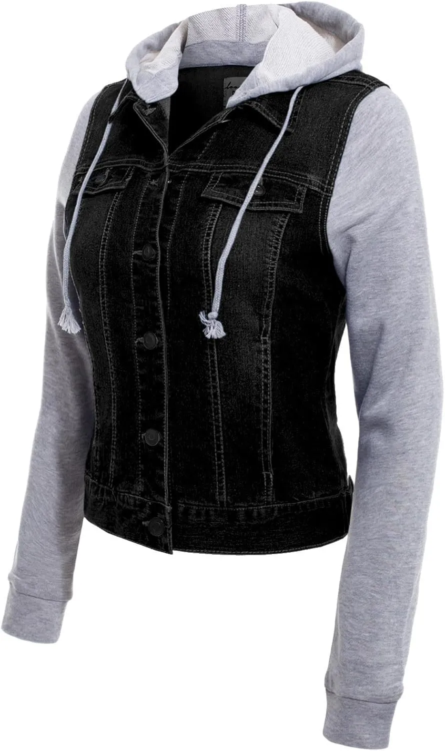 Design by Olivia Women's Classic Casual Hooded Denim Jacket