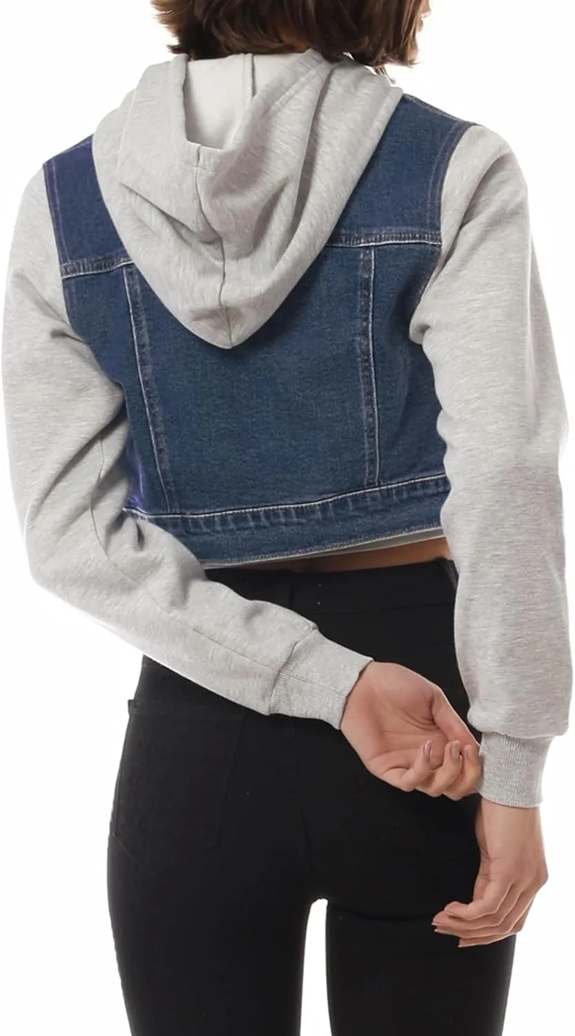 Design by Olivia Women's Classic Casual Hooded Denim Jacket