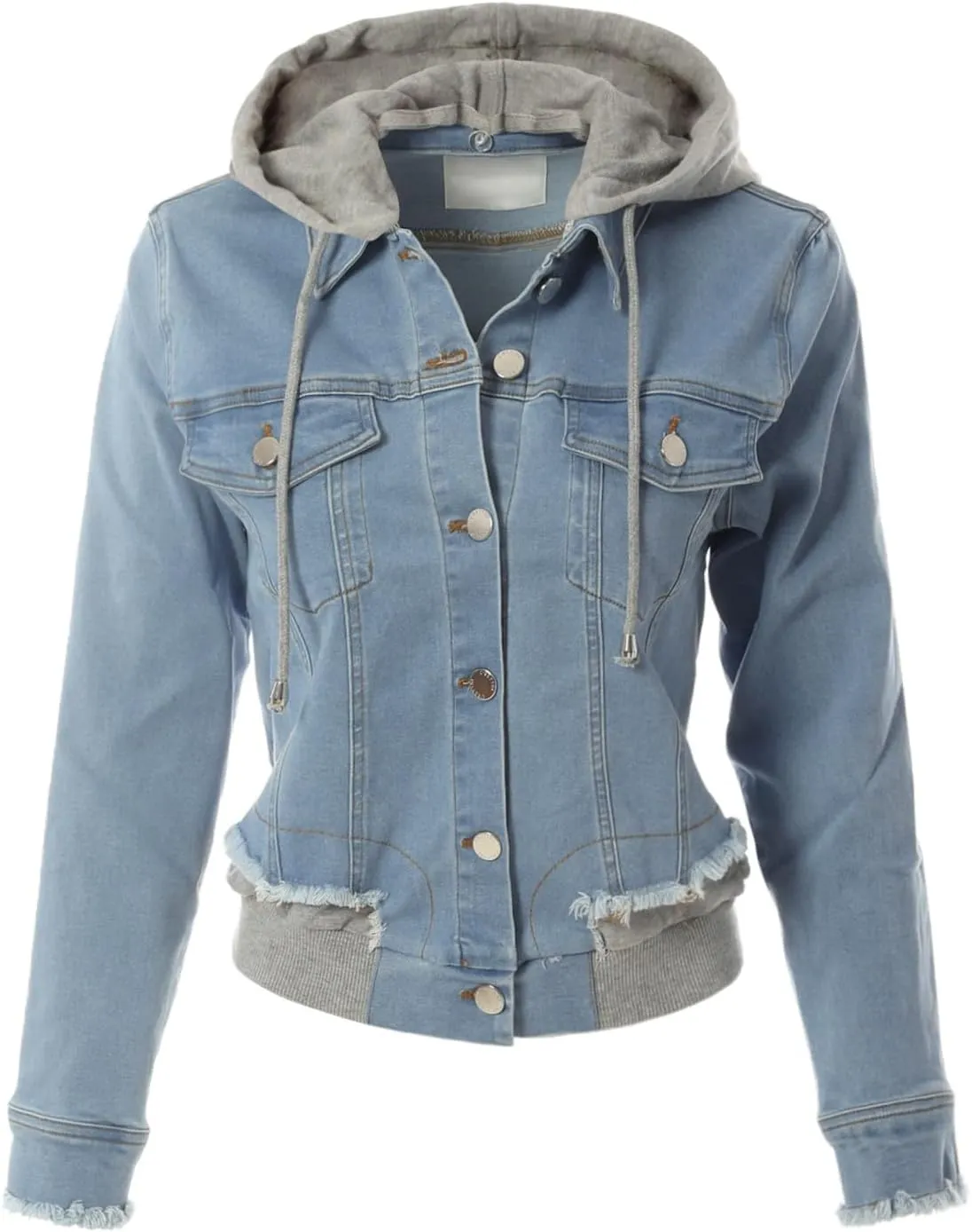 Design by Olivia Women's Classic Casual Hooded Denim Jacket