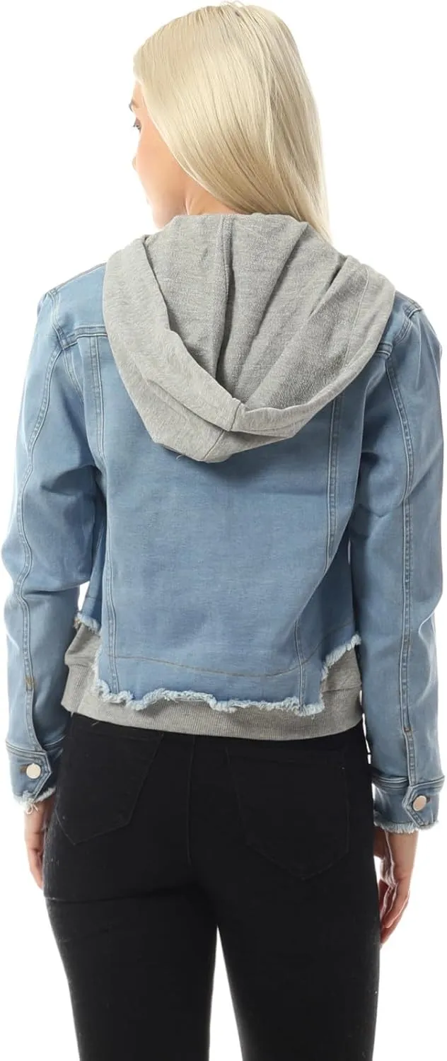 Design by Olivia Women's Classic Casual Hooded Denim Jacket