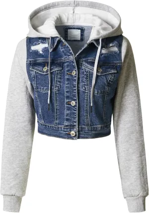 Design by Olivia Women's Classic Casual Hooded Denim Jacket
