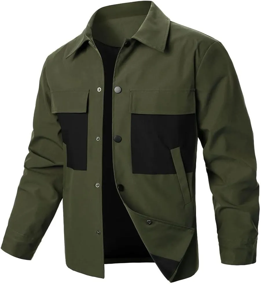 Disimlarl Men Outdoor Casual Windbreaker Jackets Color Match Pockets Coat Casual Wedding Party Street Sports Jacket