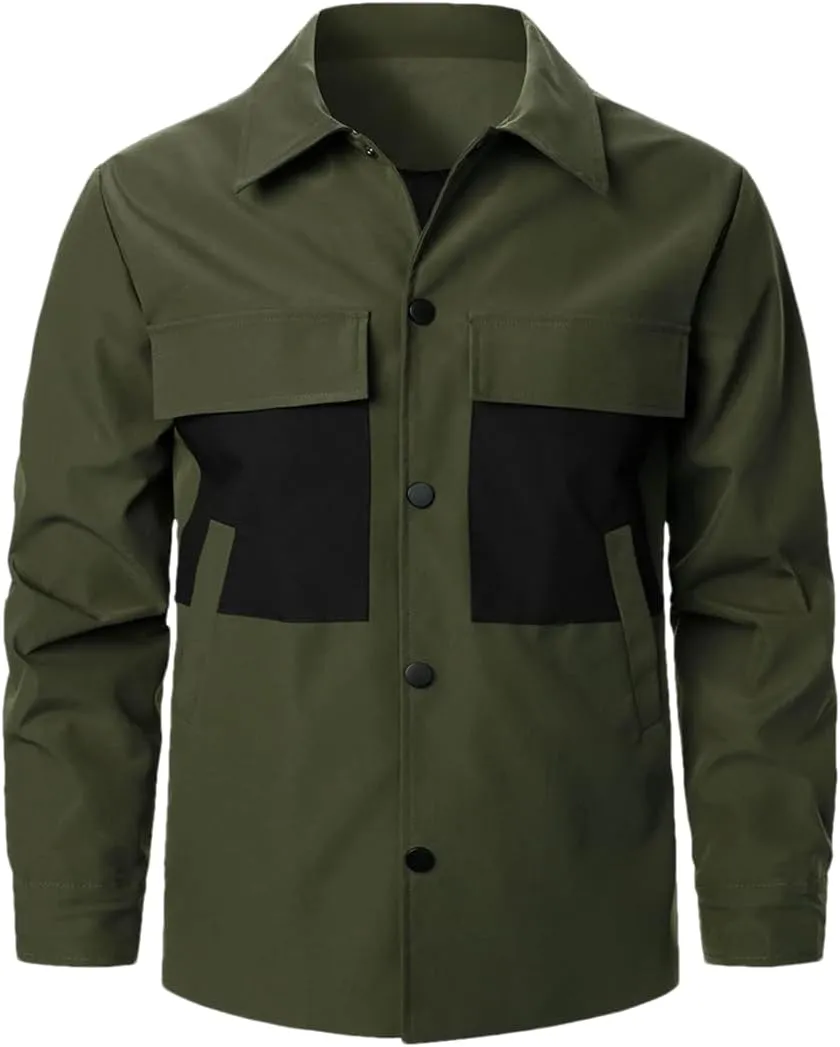 Disimlarl Men Outdoor Casual Windbreaker Jackets Color Match Pockets Coat Casual Wedding Party Street Sports Jacket