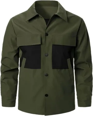 Disimlarl Men Outdoor Casual Windbreaker Jackets Color Match Pockets Coat Casual Wedding Party Street Sports Jacket