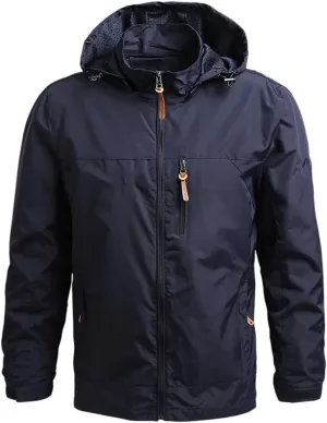 Dninmim Men's Solid Hooded Jackets Relaxed Zip Basic Outdoor Sports Jacket