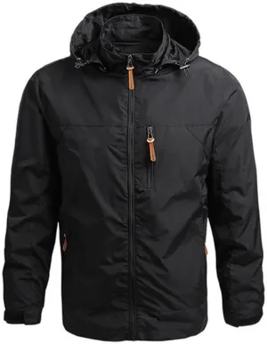 Dninmim Men's Solid Hooded Jackets Relaxed Zip Basic Outdoor Sports Jacket