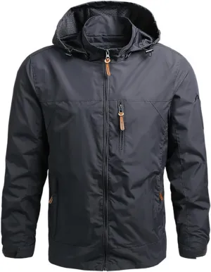 Dninmim Men's Solid Hooded Jackets Relaxed Zip Basic Outdoor Sports Jacket