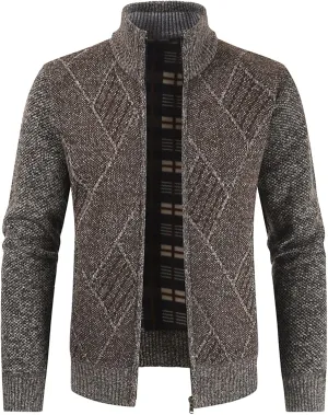 DuDubaby Autumn and Winter Men's Fashion Loose Cardigan Warm Lapel Hooded Jacket Sweater