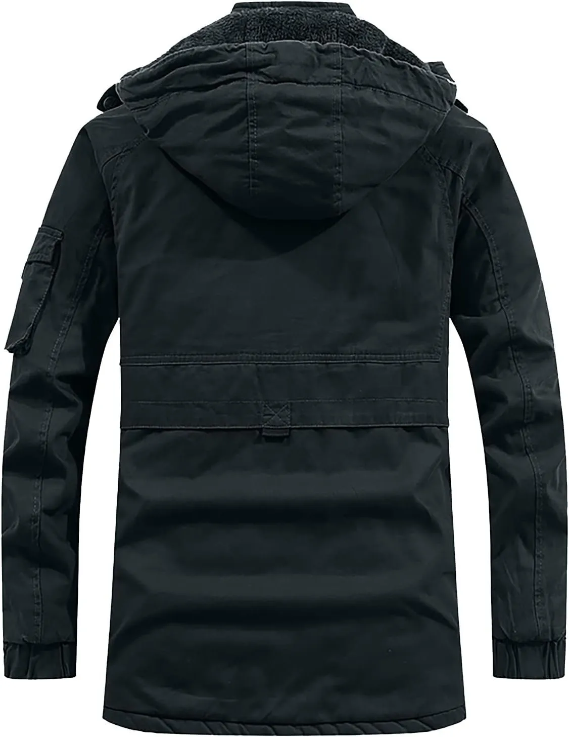 DuDubaby Fleece Jacket Winter Jackets for Men Hooded Windproof Solid Long Sleeve Soft Coat Shell Jacket