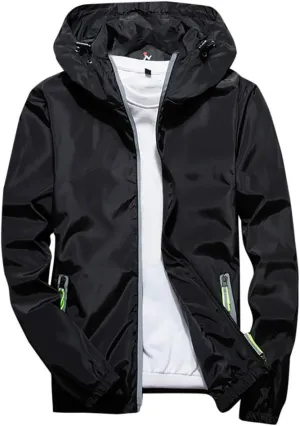 DuDubaby Men's Casual Color Plus Size Hoodie Reflective Zipper Outdoor Sport Coat