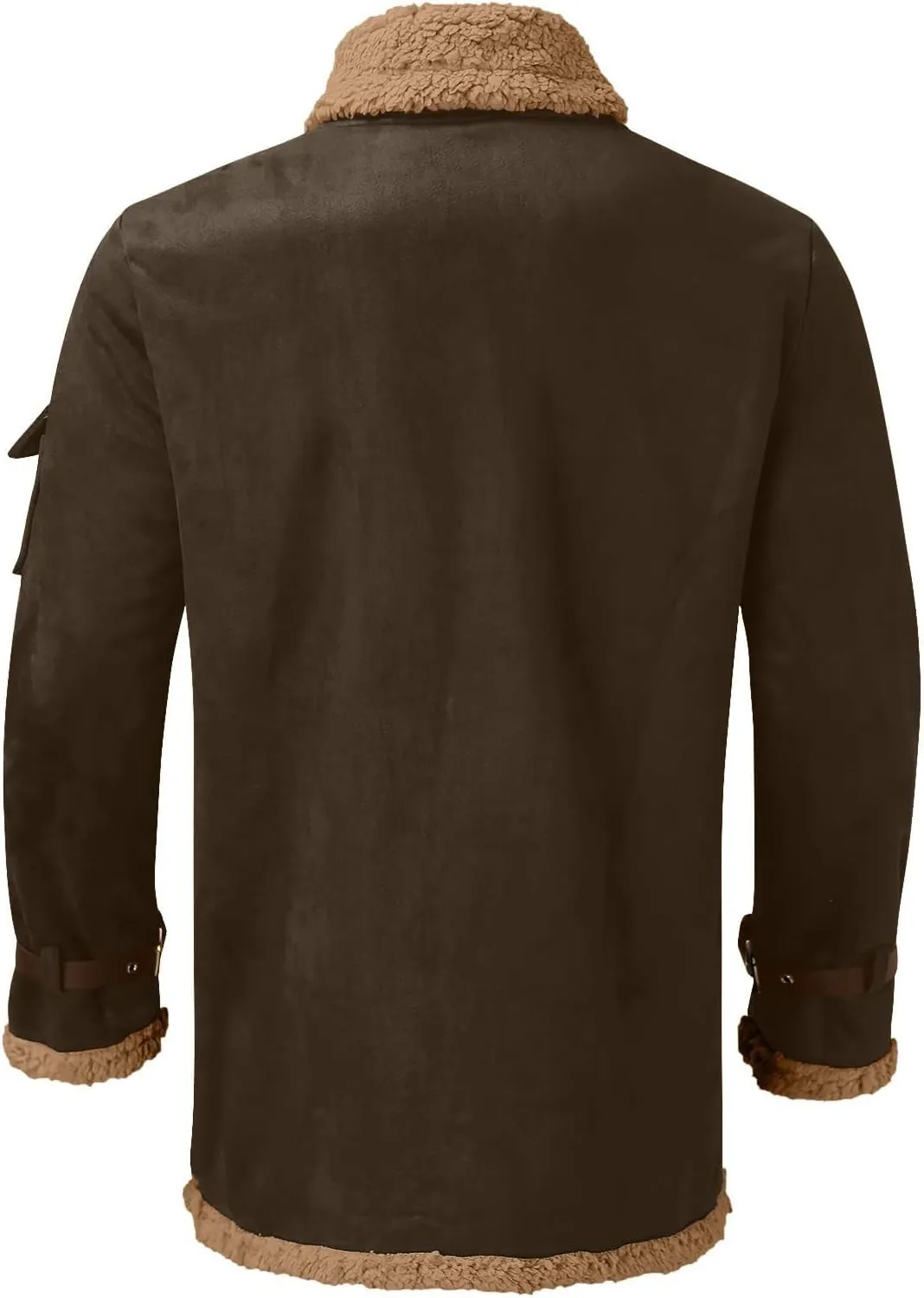 DuDubaby Men's Solid Color Frosted Fleece Composite Coat Long Sleeve Zipper Lapel Thick Coat Coat