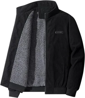 DuDubaby Sports Jacket for Mens Men's Plush Thickened Jacket Large Size Jacket Solid Color Lapel Loose Lambswood Jacket