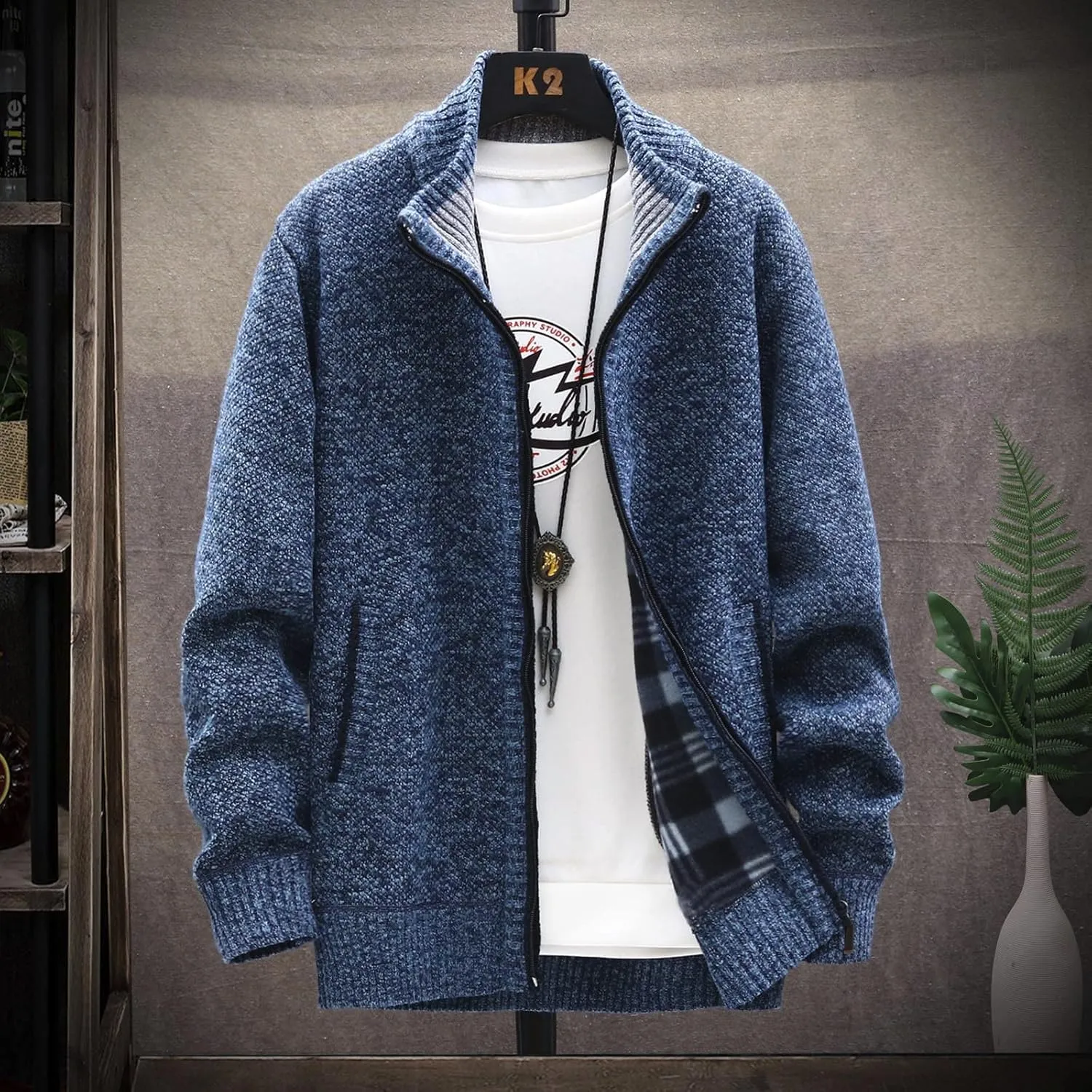 Dudubaby Ugly Sweater Menautumn and Winter Fashion Loose Cardigan Warm Lapel Hooded Jacket Sweater Plus Size Sweaters