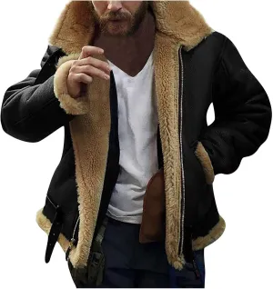 DuDubaby Vintage Jacket for Mens Men's Casual Hoodie Long Sleeve Sweatshirt Jacket Plush Jacket Sweater Top