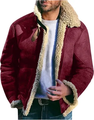 DuDubaby Vintage Jacket for Mens Men's Casual Hoodie Long Sleeve Sweatshirt Jacket Plush Jacket Sweater Top