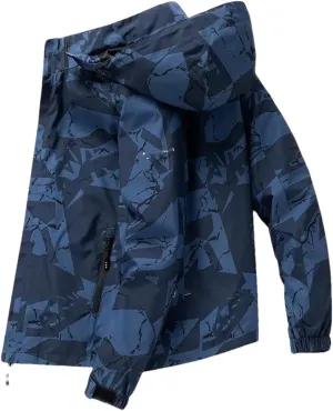Dvbfufv Men Clothing Hooded Jacket Mens Jacket Spring Autumn Fashion Outdoor Sports Jacket Men Vintage Print Coats