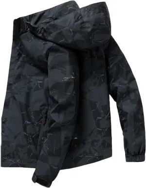 Dvbfufv Men Clothing Hooded Jacket Mens Jacket Spring Autumn Fashion Outdoor Sports Jacket Men Vintage Print Coats