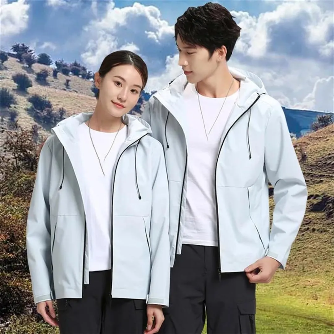 ERFMFKL Men Women's Solid Windbreaker Jackets With Hood Outdoor Sports Jacket Hiking Biking Coat