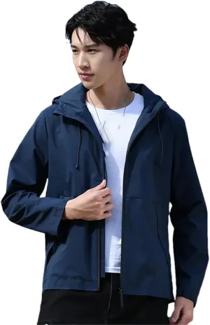 ERFMFKL Men Women's Solid Windbreaker Jackets With Hood Outdoor Sports Jacket Hiking Biking Coat