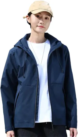 ERFMFKL Men Women's Solid Windbreaker Jackets With Hood Outdoor Sports Jacket Hiking Biking Coat