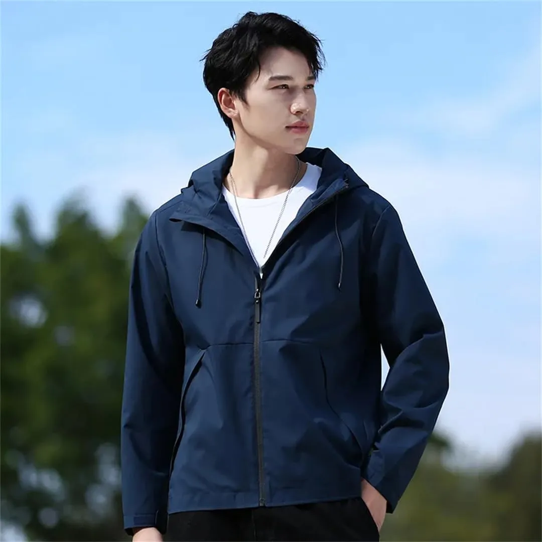 ERFMFKL Men Women's Solid Windbreaker Jackets With Hood Outdoor Sports Jacket Hiking Biking Coat