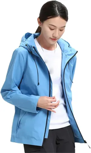 ERFMFKL Men Women's Solid Windbreaker Jackets With Hood Outdoor Sports Jacket Hiking Biking Coat