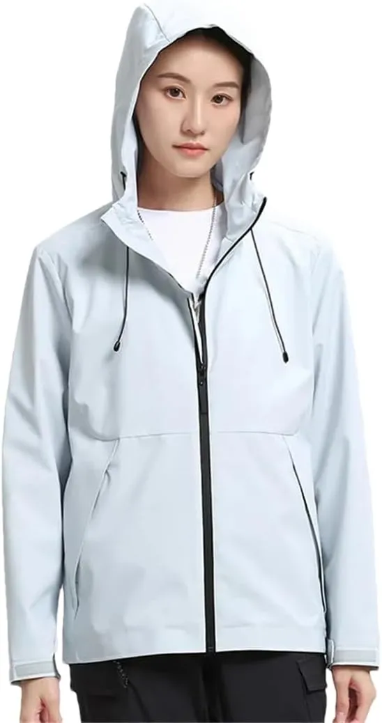 ERFMFKL Men Women's Solid Windbreaker Jackets With Hood Outdoor Sports Jacket Hiking Biking Coat
