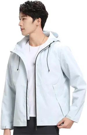 ERFMFKL Men Women's Solid Windbreaker Jackets With Hood Outdoor Sports Jacket Hiking Biking Coat