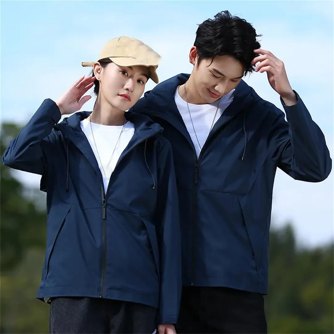 ERFMFKL Men Women's Solid Windbreaker Jackets With Hood Outdoor Sports Jacket Hiking Biking Coat
