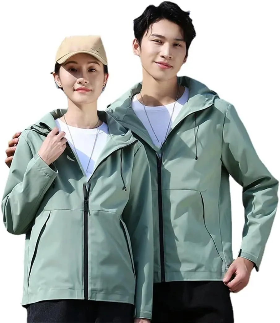 ERFMFKL Men Women's Solid Windbreaker Jackets With Hood Outdoor Sports Jacket Hiking Biking Coat