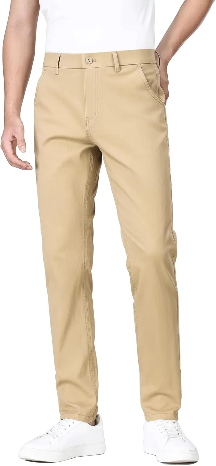 ESSYSHE Men’s Slim Fit Flex Waist Chino Pants Stretch Khaki Tapered Pants for Men