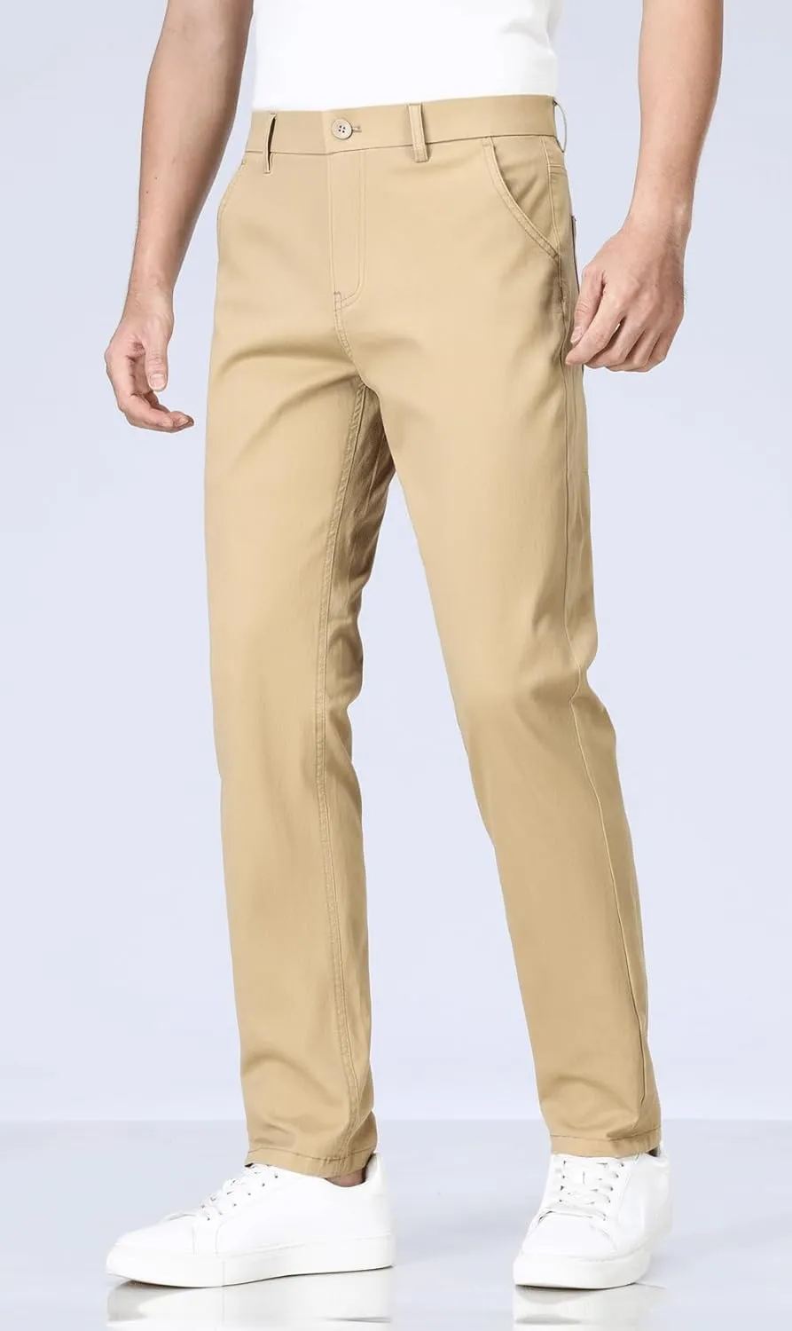 ESSYSHE Men’s Slim Fit Flex Waist Chino Pants Stretch Khaki Tapered Pants for Men