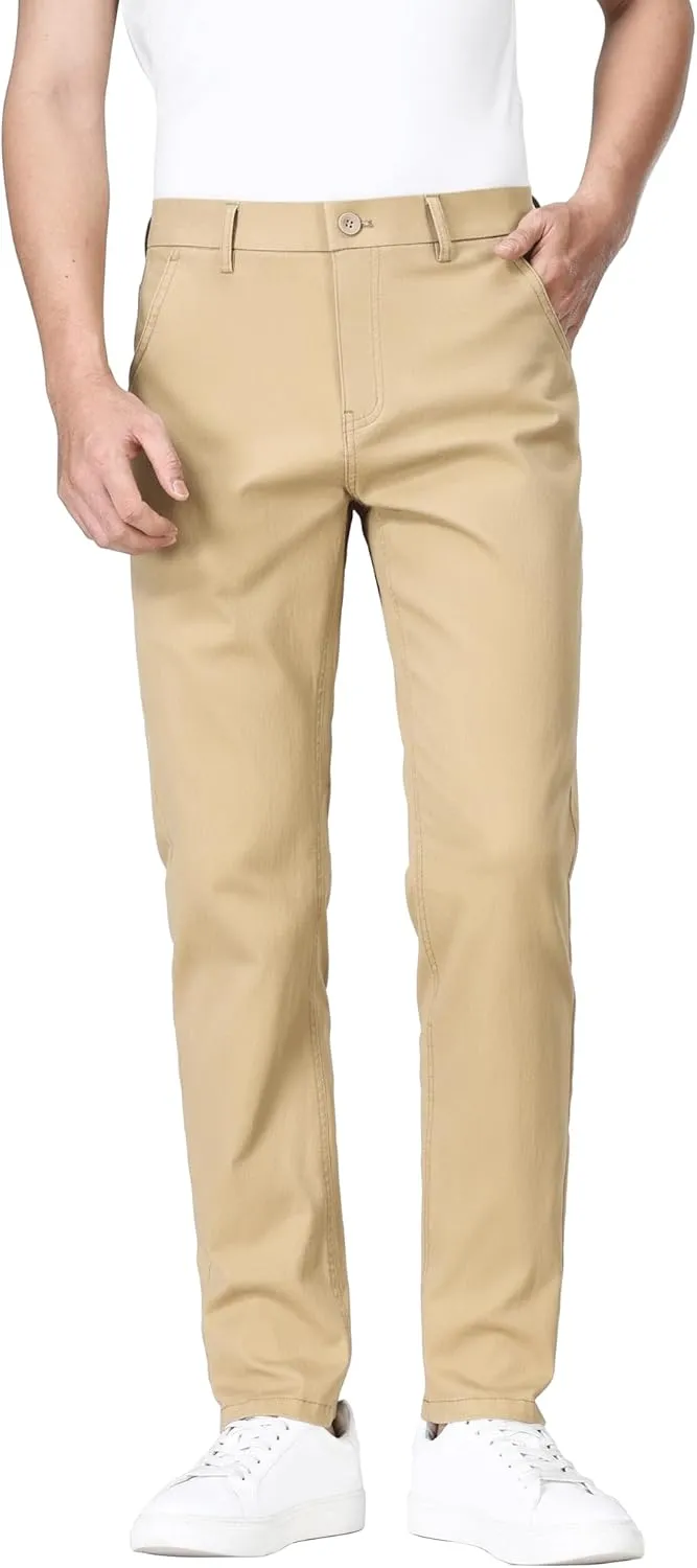 ESSYSHE Men’s Slim Fit Flex Waist Chino Pants Stretch Khaki Tapered Pants for Men