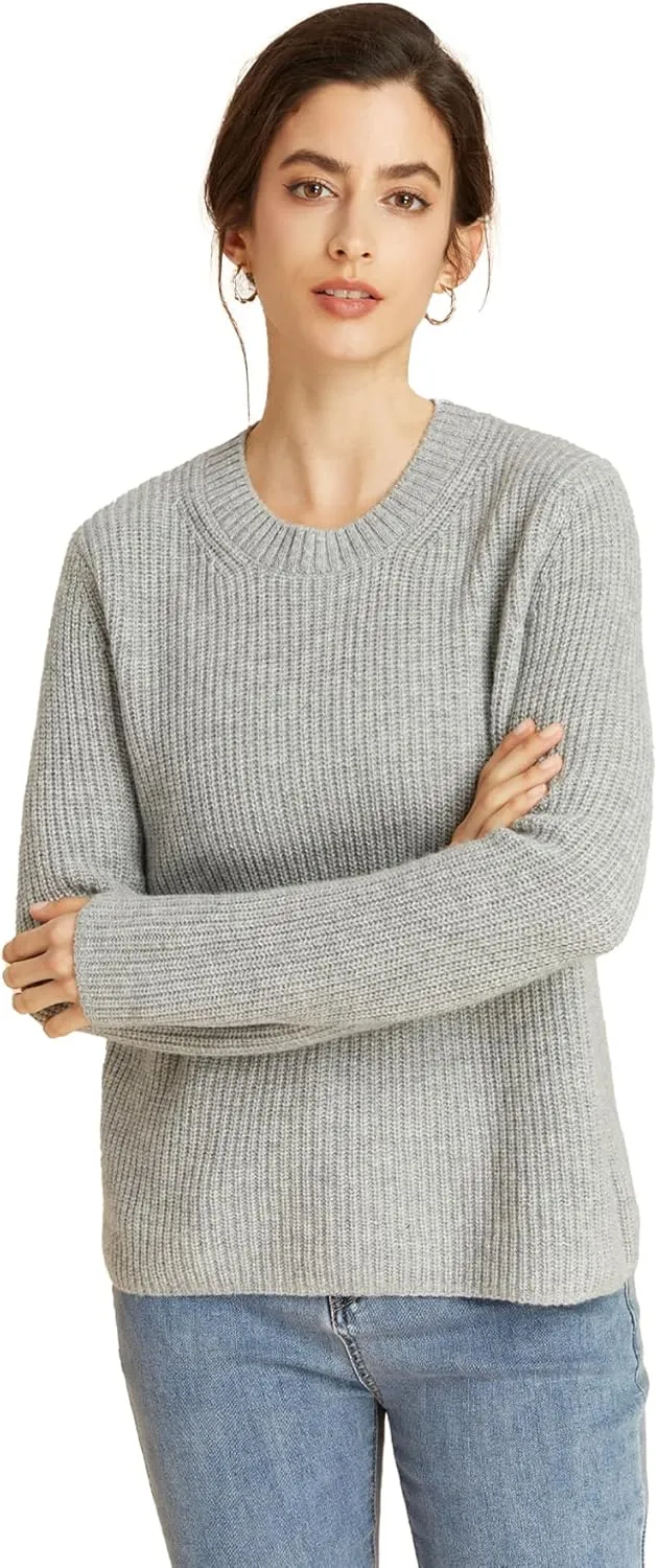 EURKEA Women's Cashmere Blend Crewneck Sweater, Long Sleeve Pullover, Tops for Women, Gifts Ready