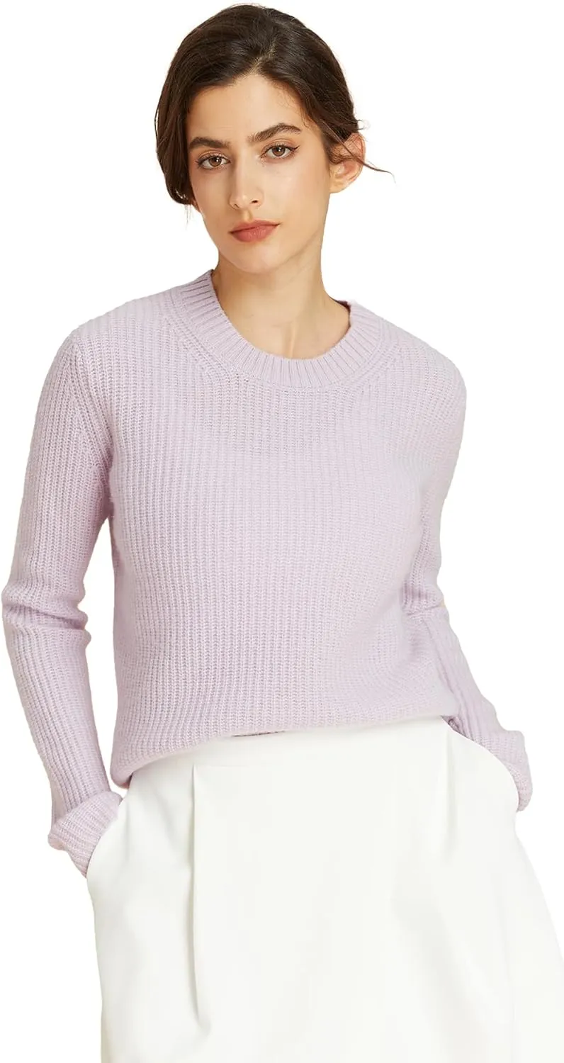 EURKEA Women's Cashmere Blend Crewneck Sweater, Long Sleeve Pullover, Tops for Women, Gifts Ready