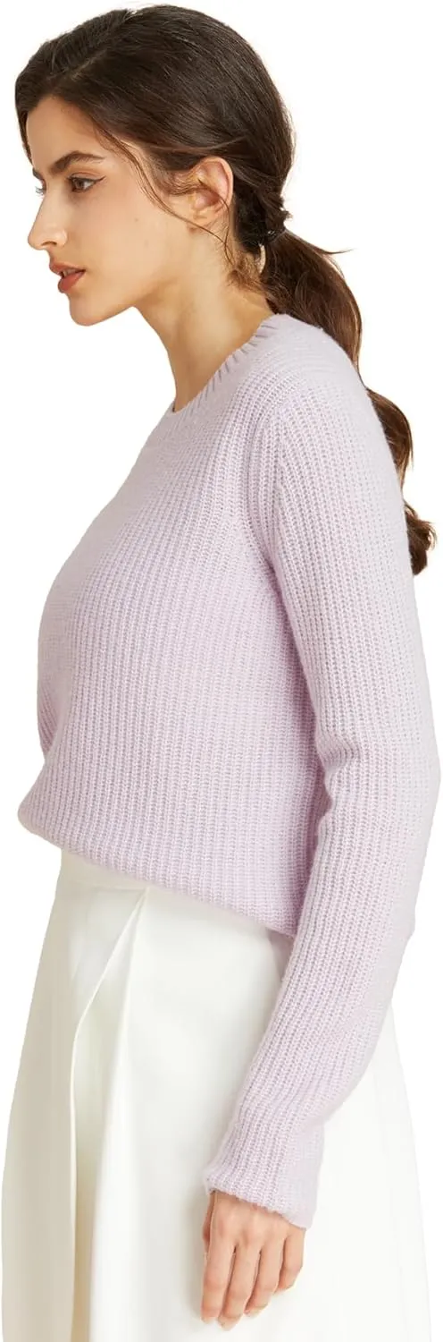 EURKEA Women's Cashmere Blend Crewneck Sweater, Long Sleeve Pullover, Tops for Women, Gifts Ready