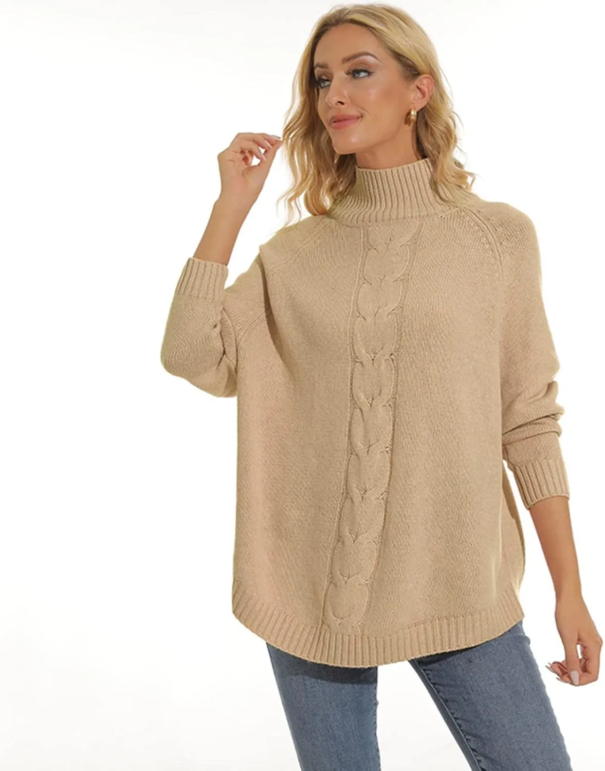 Fall Fashion Oversized Casual Pullover Knitting High Casual Plus Size 3XL Women Sweater Top Mens Turtleneck Long Sleeve
