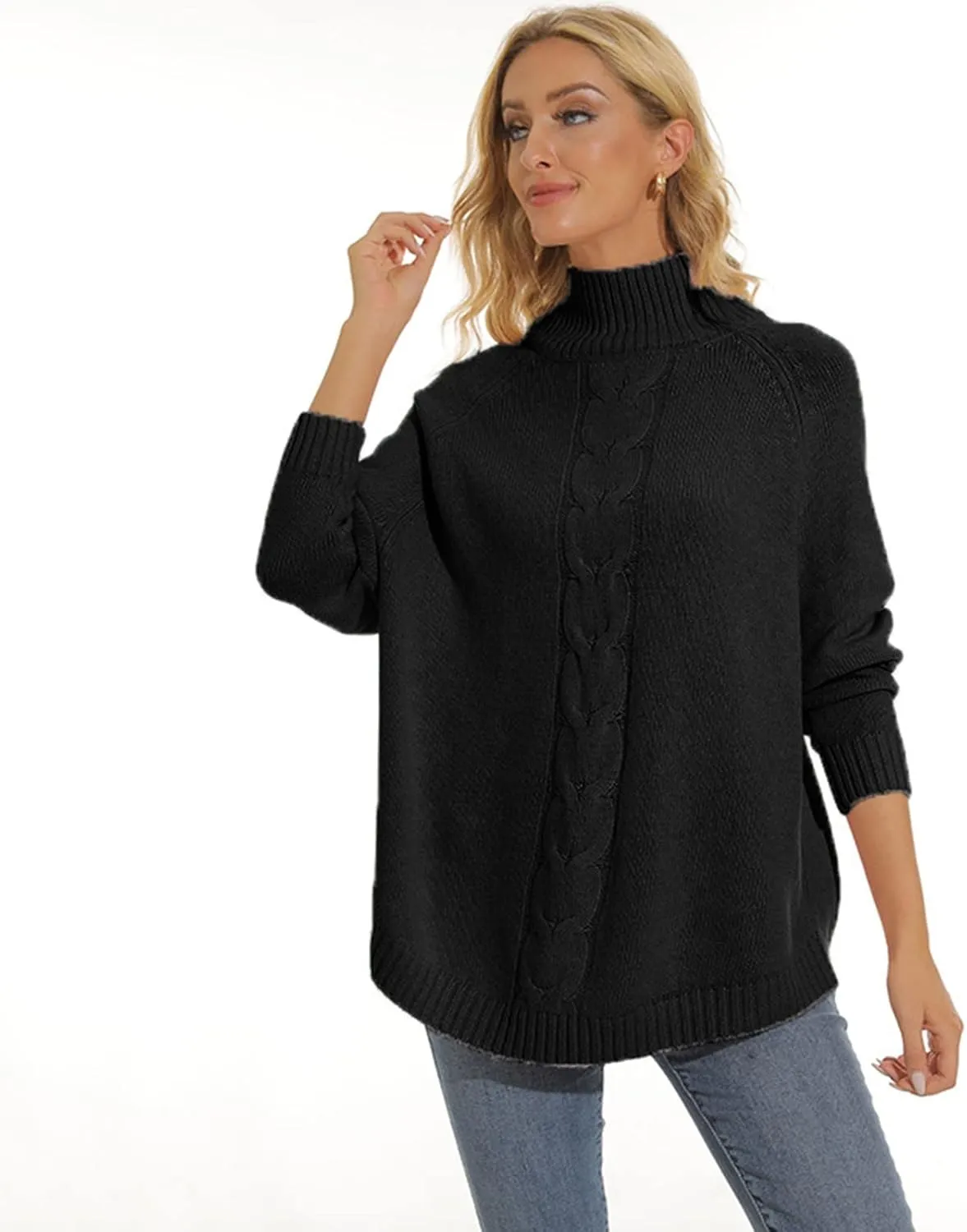 Fall Fashion Oversized Casual Pullover Knitting High Casual Plus Size 3XL Women Sweater Top Mens Turtleneck Long Sleeve