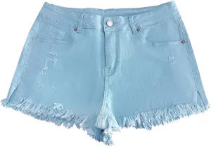 Fensajomon Women's Low Rise Summer Ripped Distressed Frayed Denim Shorts Sexy Jean