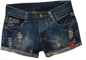 Fensajomon Women's Low Rise Summer Ripped Distressed Frayed Denim Shorts Sexy Jean
