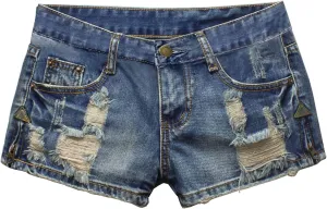 Fensajomon Women's Low Rise Summer Ripped Distressed Frayed Denim Shorts Sexy Jean