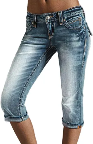 Flamingals Low Waisted Straight Leg Jeans for Women Stretchy Vinatge Skinny Jeggings