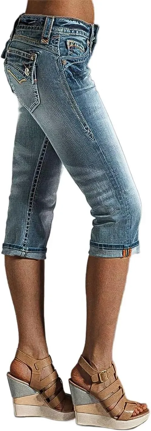 Flamingals Low Waisted Straight Leg Jeans for Women Stretchy Vinatge Skinny Jeggings