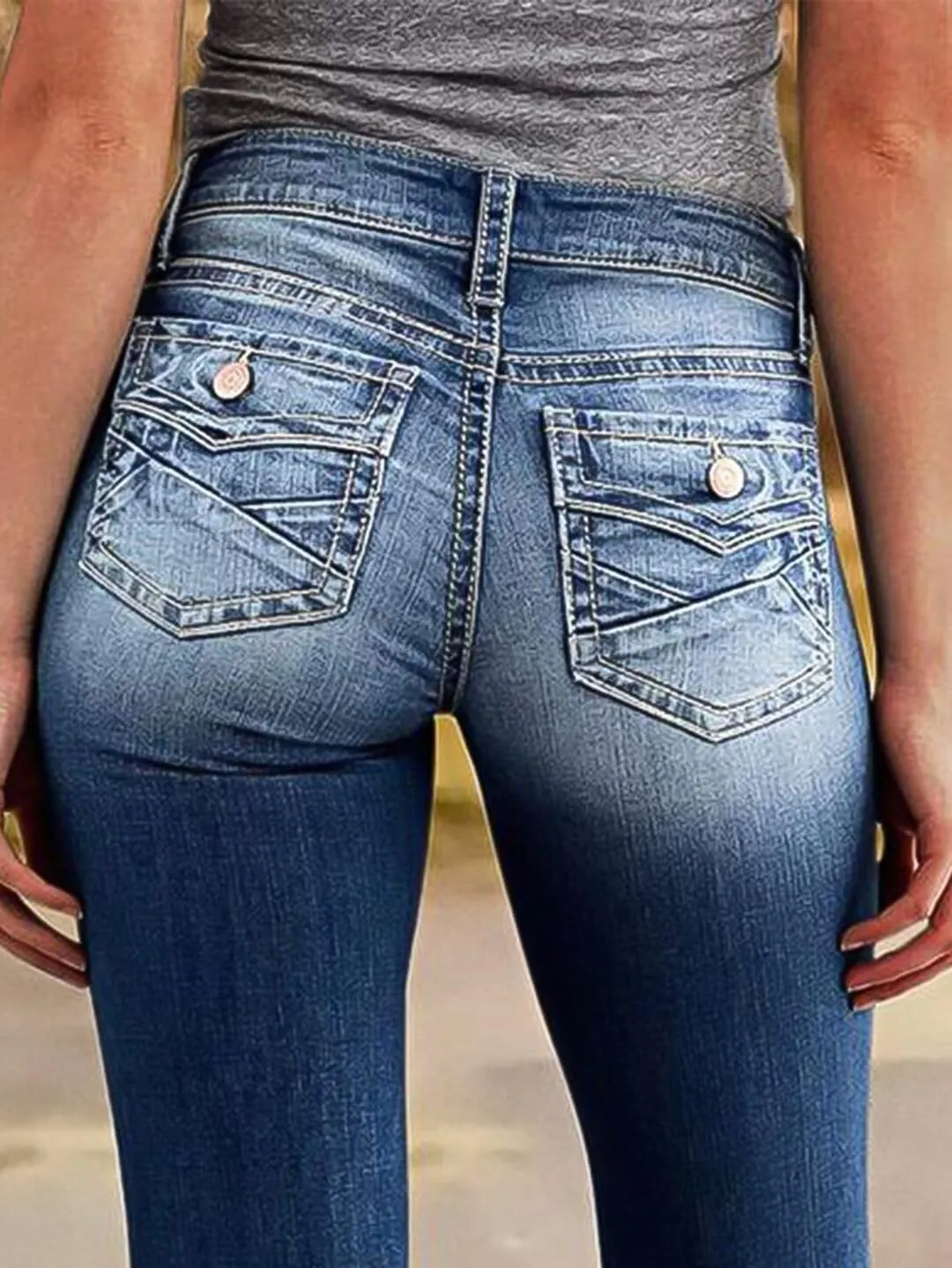 Flamingals Low Waisted Straight Leg Jeans for Women Stretchy Vinatge Skinny Jeggings