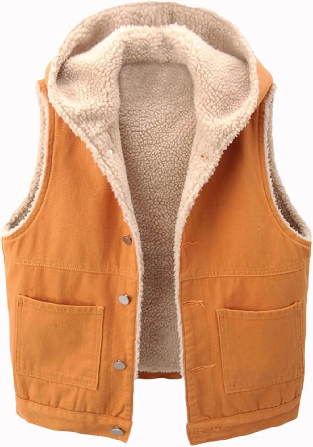 Fleece Denim Jackets for Women Winter Warm Sherpa Lined Jean Coat Tops Casual Long Sleeve Thicken Plush Jacket