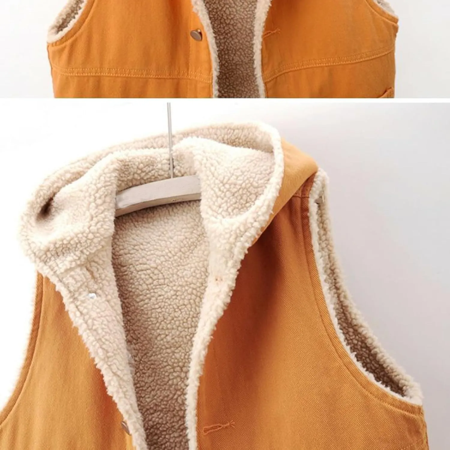 Fleece Denim Jackets for Women Winter Warm Sherpa Lined Jean Coat Tops Casual Long Sleeve Thicken Plush Jacket