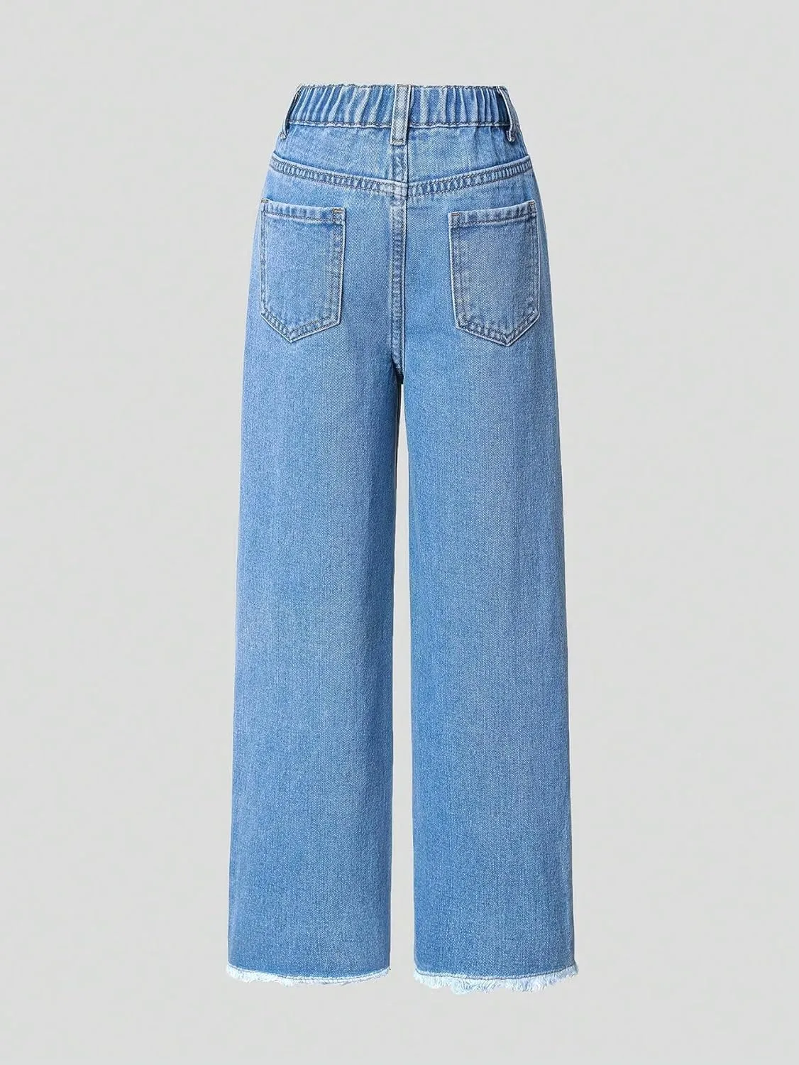 Floerns Girls High Waisted Straight Leg Jeans Denim Long Pants with Pocket