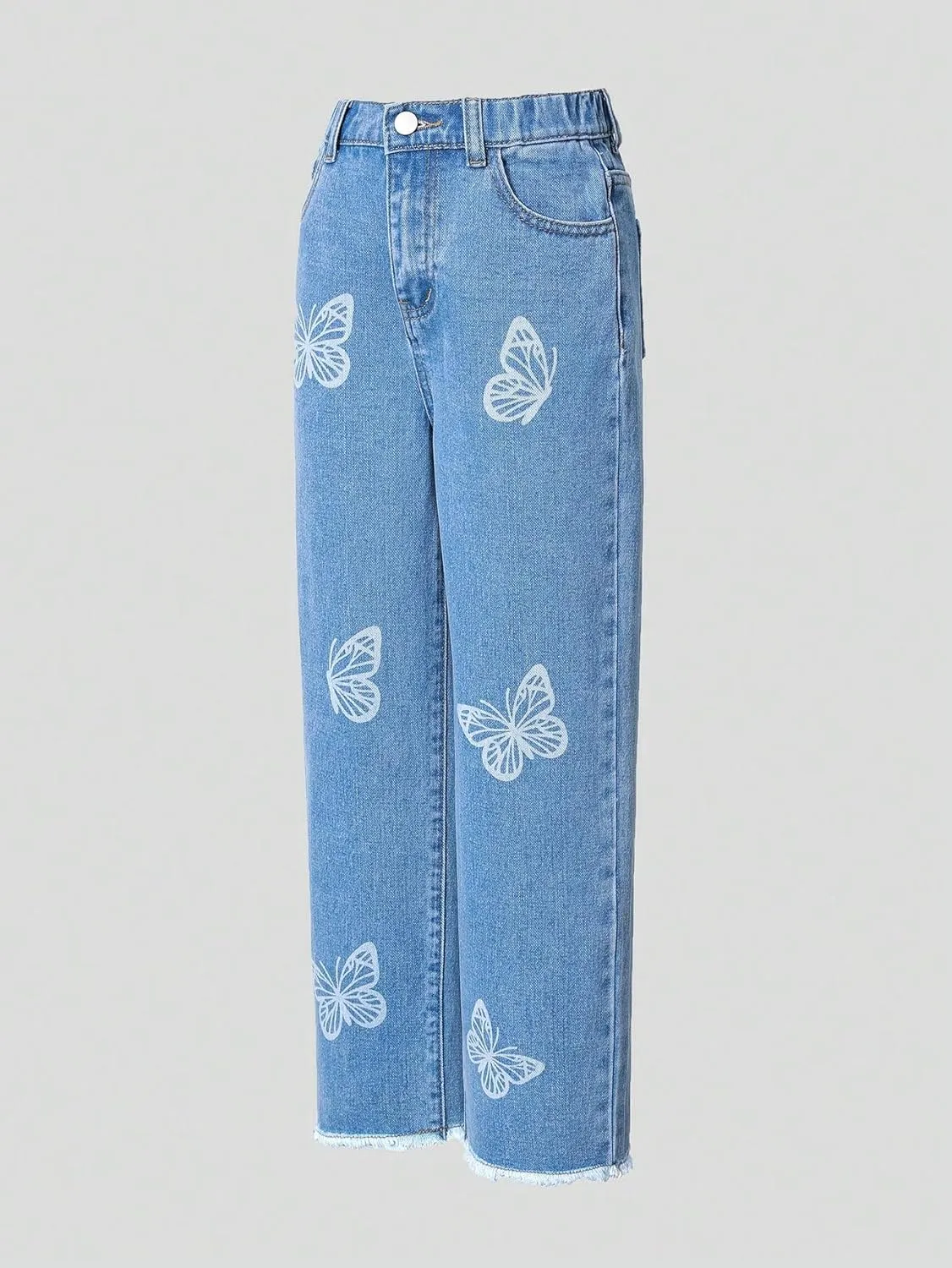 Floerns Girls High Waisted Straight Leg Jeans Denim Long Pants with Pocket